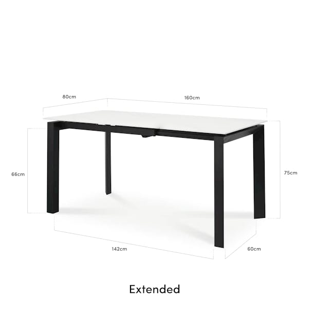 Agnes Extendable Dining Table 1.1m-1.6m - Marble White (Sintered Stone) - 10
