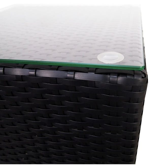 Splendor Armchair Set - White Cushion - 5 - Woven basket, black wicker, textured surface, green glass panel, ergonomic