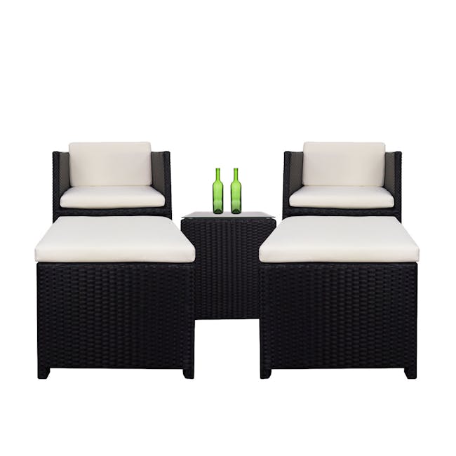 Splendor Armchair Set - White Cushion - 1 - Woven outdoor furniture, black and white color scheme, comfortable seating