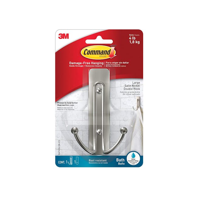 Command™ Satin Nickel Large Double Wire Hook - 2