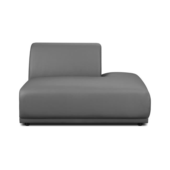Milan 4 Seater Extended Sofa - Smokey Grey (Faux Leather) - 8 - Grey upholstered sofa, modern design, sleek lines