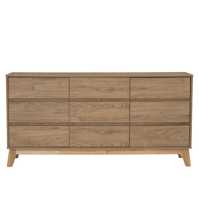 Herschel 9 Drawer Chest 1.5m - Natural - 4 - Wooden dresser with natural wood finish, six drawers, minimalist design, light