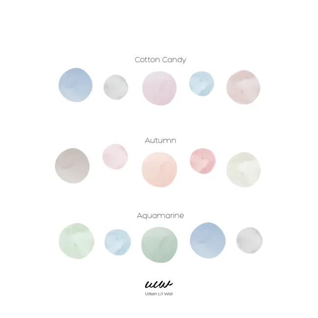 Urban Li'l Dreamy Watercolour Dots Fabric Decal (3 Colours) - 1 - Cotton Candy, Autumn, Aquamarine, Soft pastel colors