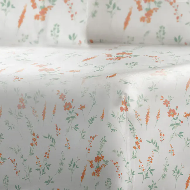 Robinsons Cool Bamboo Printed Fitted Sheet Set - Clementine Garden (4 Sizes) - 2