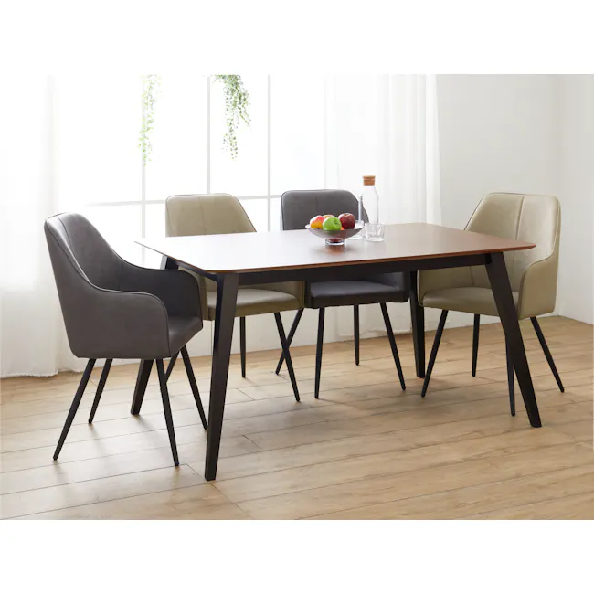 Charlie Dining Armchair - Taupe (Faux Leather) - 11 - Modern dining room with minimalist design, large window with hanging