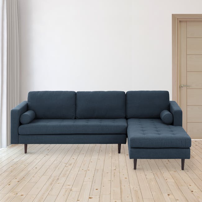 Nolan L-Shaped Sofa - Oxford Blue (Smaller Size - W257) - 1
