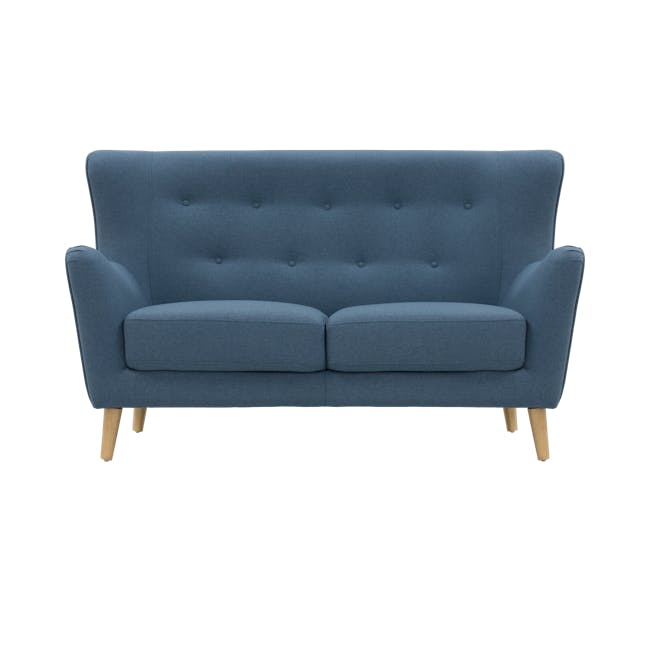 Jacob 3 Seater Sofa with Jacob 2 Seater Sofa - Denim - 2 - Modern blue upholstered sofa, sleek design, tufted upholstery