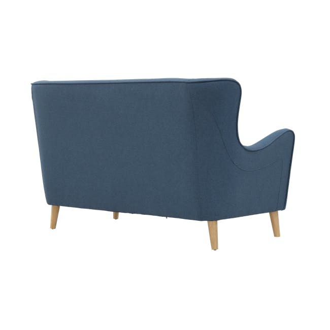 Jacob 2 Seater Sofa - Denim - 7 - Modern blue upholstered chair, minimalist design, soft fabric upholstery, wooden legs