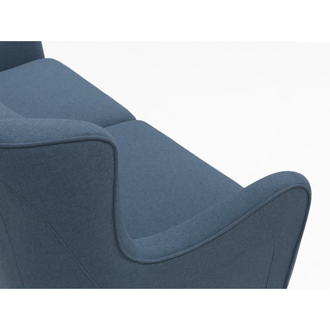 Jacob 2 Seater Sofa - Denim - 8 - Modern upholstered chair, deep blue fabric, ergonomic design, soft texture, cushioned