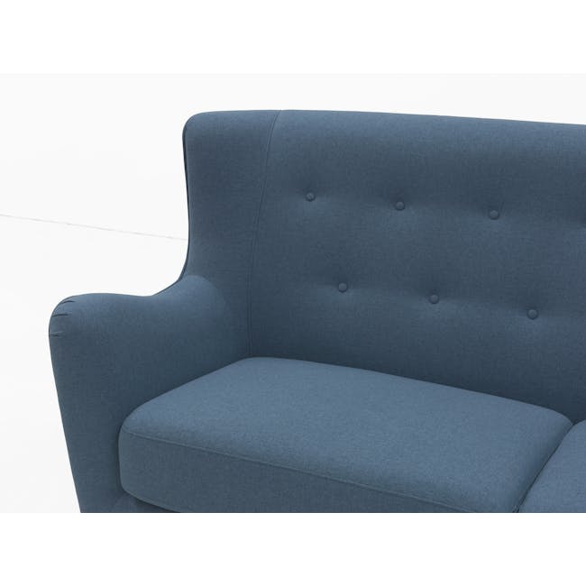 Jacob 2 Seater Sofa - Denim - 2 - Modern upholstered armchair, deep blue fabric, tufted design, high back, comfortable