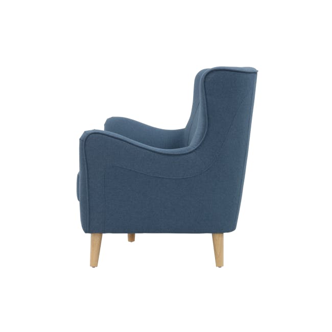 Jacob 2 Seater Sofa - Denim - 5 - Blue upholstered armchair, modern design, upholstered seat, wooden legs, soft fabric