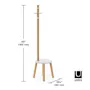 Pillar Coat Rack with Stool - White, Natural - 7
