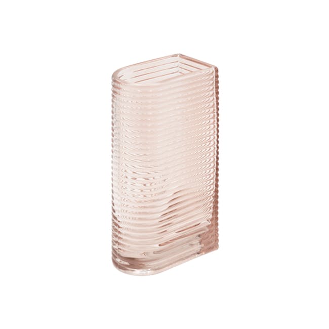 Flor Retro Ribbed Vase 20 cm - Dusty Pink - 0