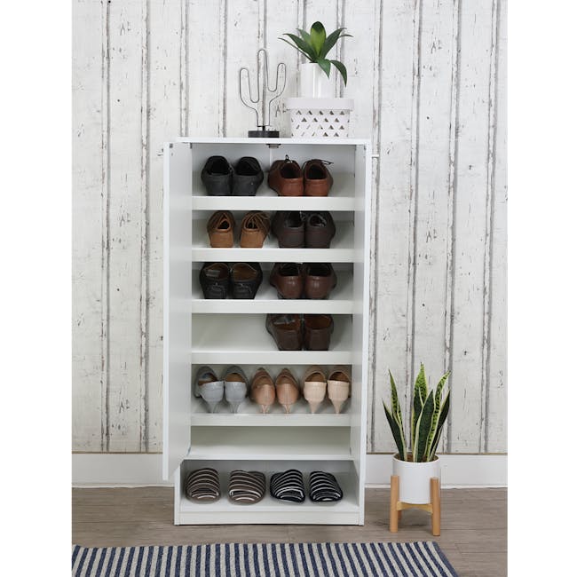 Penny Tall Shoe Cabinet - White - 1
