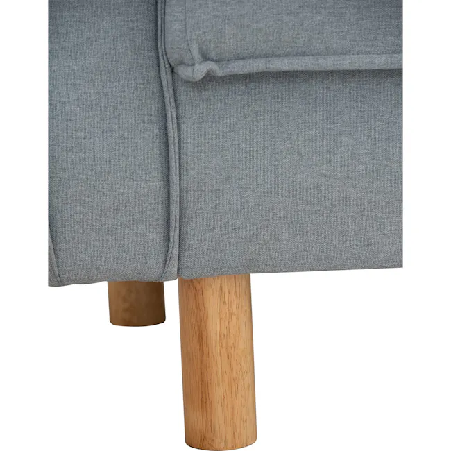 Nexon Armchair - Ash Blue - 11 - Gray fabric sofa with wooden legs, minimalist design, soft texture, natural wood grain