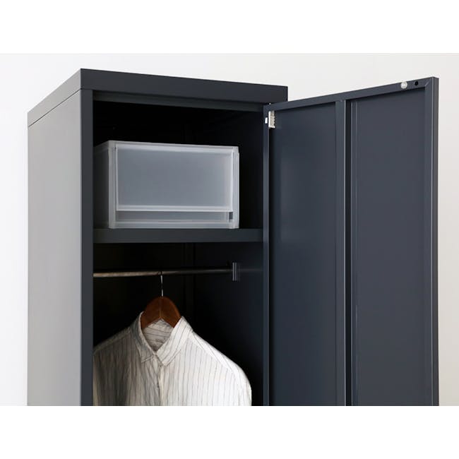 Penjo 1 Door Metal Wardrobe with Shelf - Dark Grey - 5