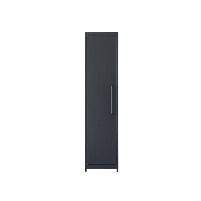 Penjo 1 Door Metal Wardrobe with Shelf - Dark Grey - 0