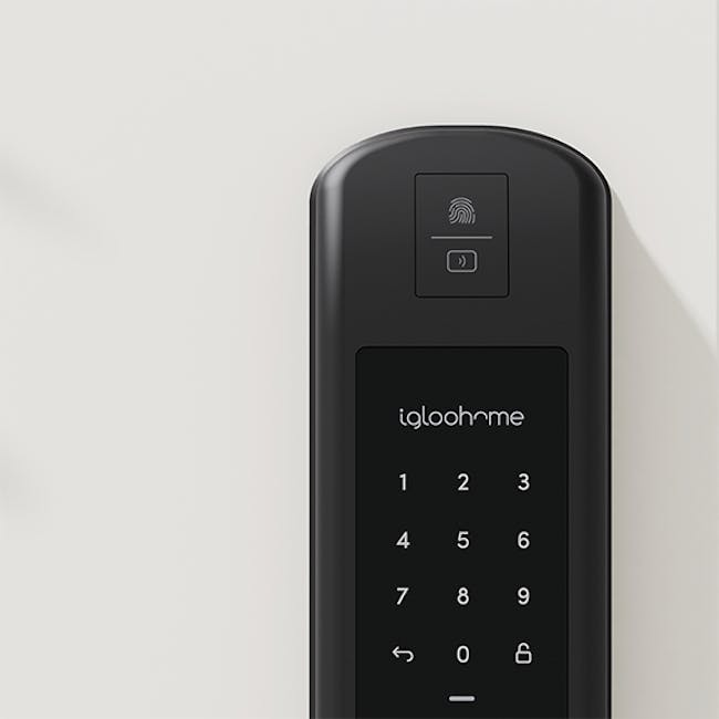 igloohome Smart Mortise 2+ - 11 - Black keypad with numeric keypad and fingerprint scanner, Sleek design with black casing