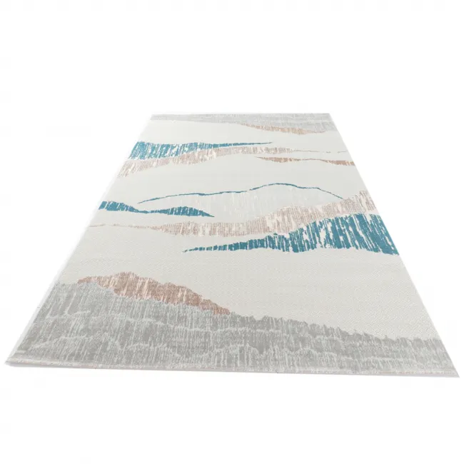 Elea Low Pile Rug - Landscape - 2.9m x 2m - 4 - Modern abstract landscape rug design, Geometric mountain pattern texture