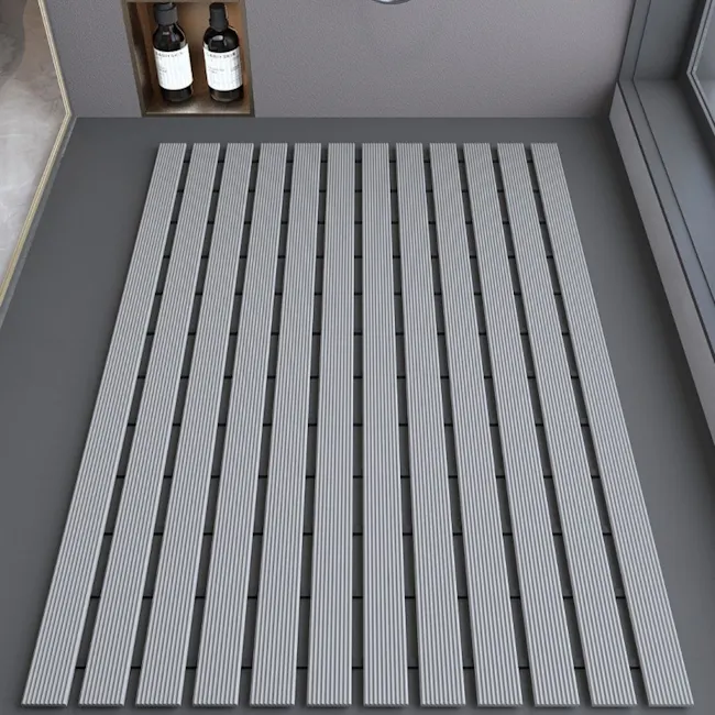 Elinie Non-slip Bath Mat - Grey (3 Sizes) - 4 - Grey, ribbed, modern, sleek, minimalist, contemporary, industrial design