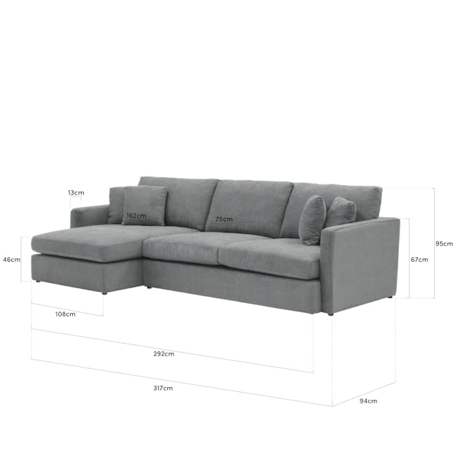Ashley L-Shaped Lounge Sofa - Granite - 4