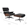 Abner Lounge Chair and Ottoman - Black (Genuine Cowhide) - 12