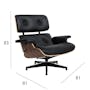Bentley 3 Seater Sofa in Jet Black (Faux Leather) with Abner Lounge Chair with Ottoman in Black - 17