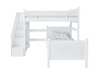 Matt Super Single High Loft Bed with Staircase + Bottom Bed