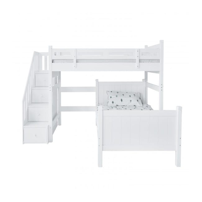 Matt Super Single High Loft Bed with Staircase + Bottom Bed - 0
