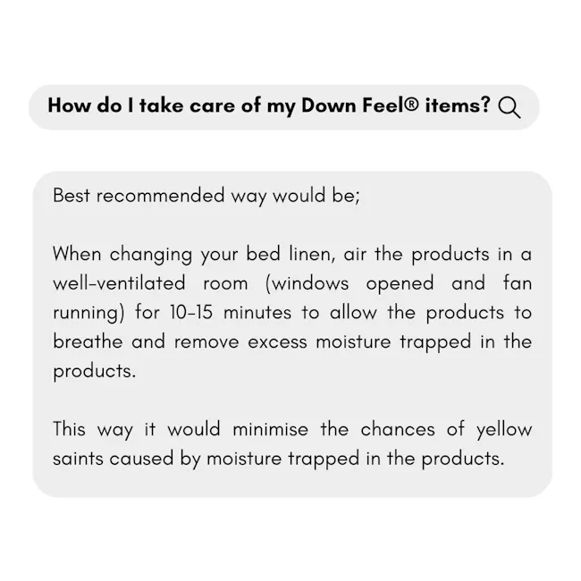Bellami ZZEN Tencel DownFeel Luxury Bolster - 8 - Best recommended way to care for Down Feel® items, Changing bed linen, air