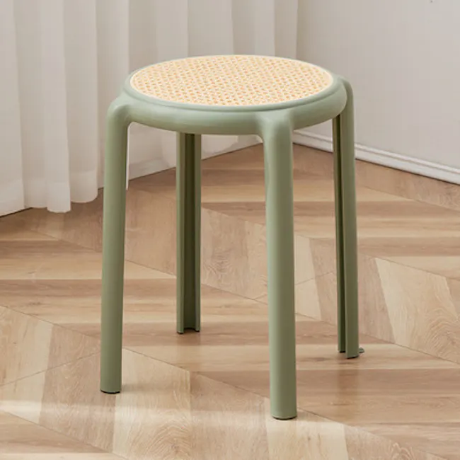 Alaska Stackable Stool - Sage - 5 - Green stool with textured top, minimalist design, modern aesthetic, stylish furniture