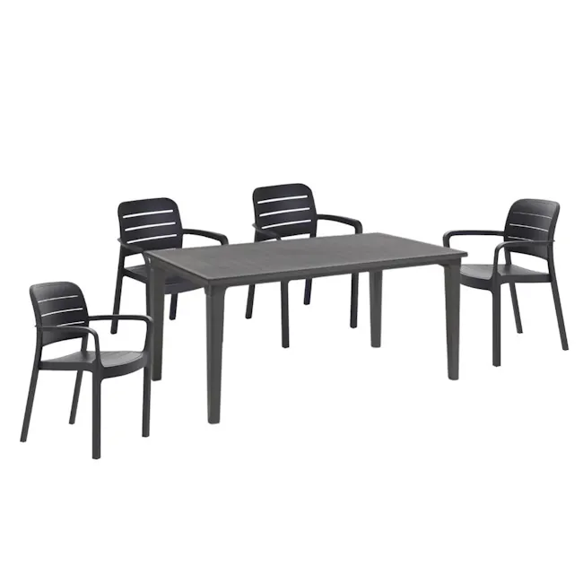 Futura Dining Table 1.65m with 4 Tisara Chair Outdoor Set - Graphite - 1