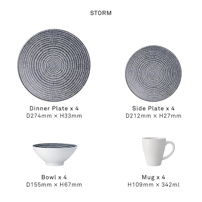 Luzerne Urban 16pcs Dining Set - Storm - 3 - Dinner Plate, Side Plate, Bowl, Mug, D274mm, H38mm, Side Plate x 4