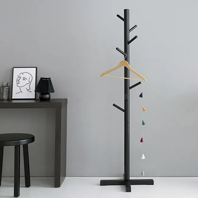 Tang Clothes Rack - Black - 5 - modern minimalist wardrobe, sleek black hanger, contemporary decor, stylish clothing rack