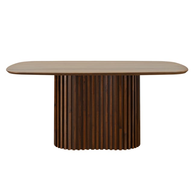 Bolton Dining Table 1.8m in Walnut with 4 Fabian Armchairs in Mud - 1