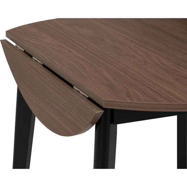 Oliver Extendable Dining Table 0.6m-0.9m - 9 - Wooden table with sleek design, black legs, curved top, hidden storage