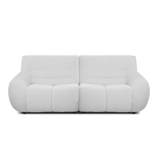 Tara 4 Seater Corner Extended Sofa - Grey - 11 - Sleek and modern design with plush, white fabric upholstery., Comfortable