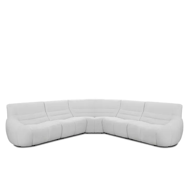 Tara 4 Seater Extended Sofa - Grey - 10 - Sleek, modern white sectional sofa with plush cushions, Elegant, minimalist white