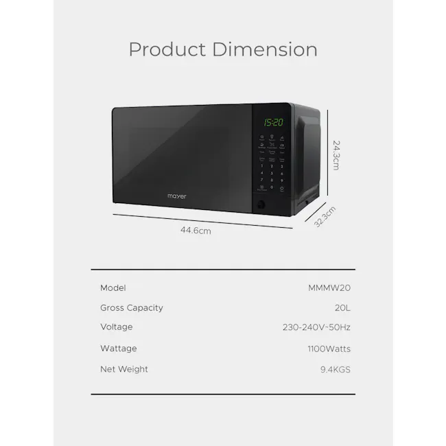 Mayer 20L Microwave Oven MMMW20 - 16