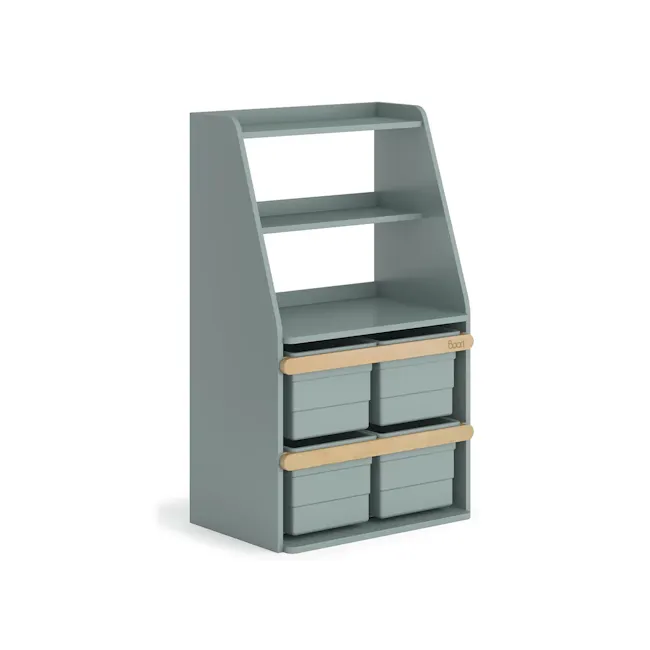Tidy Integrated Storage Unit - Blueberry, Almond - 1 - 3D shelving unit, grey color, open design, storage drawer, built-in