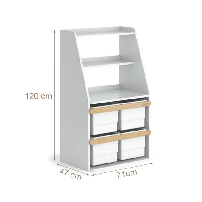 Tidy Integrated Storage Unit - Blueberry, Almond - 5 - Ergonomic shelving unit with integrated storage, Compact