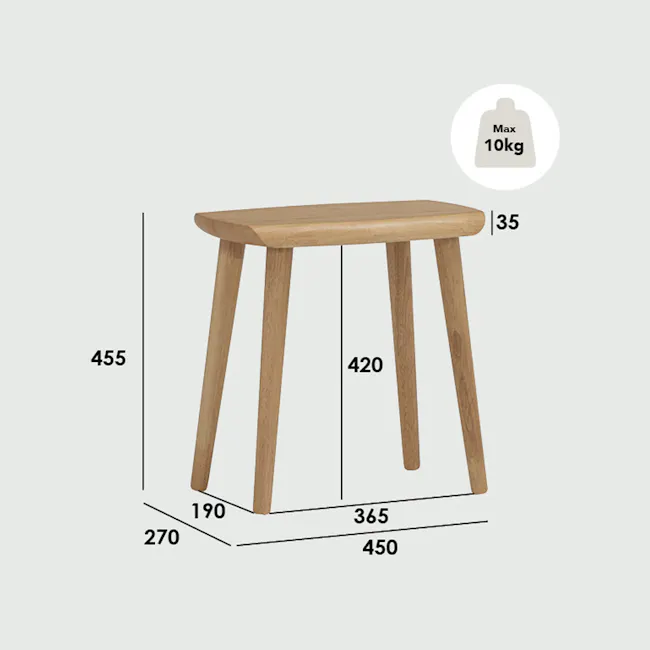 Auna Solid Wood Stool - Walnut - 7