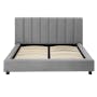 Elliot King Bed in Gray Owl with 2 Lewis Bedside Tables in Grey, Oak - 5