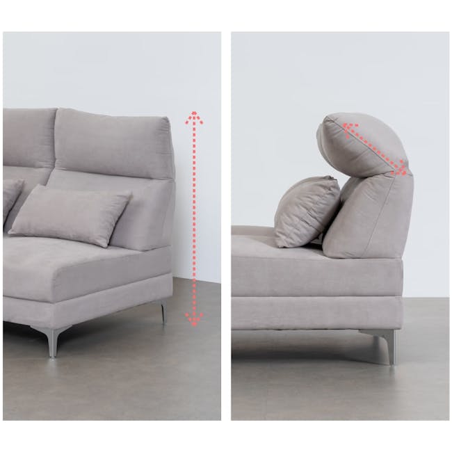 Layla 3 Seater Extended Sofa - Light Grey - 9
