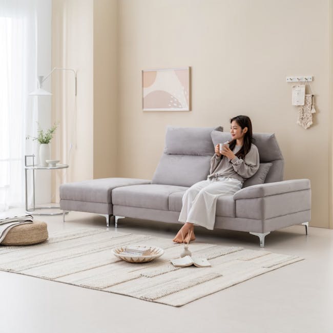 Layla 3 Seater Extended Sofa - Light Grey - 3