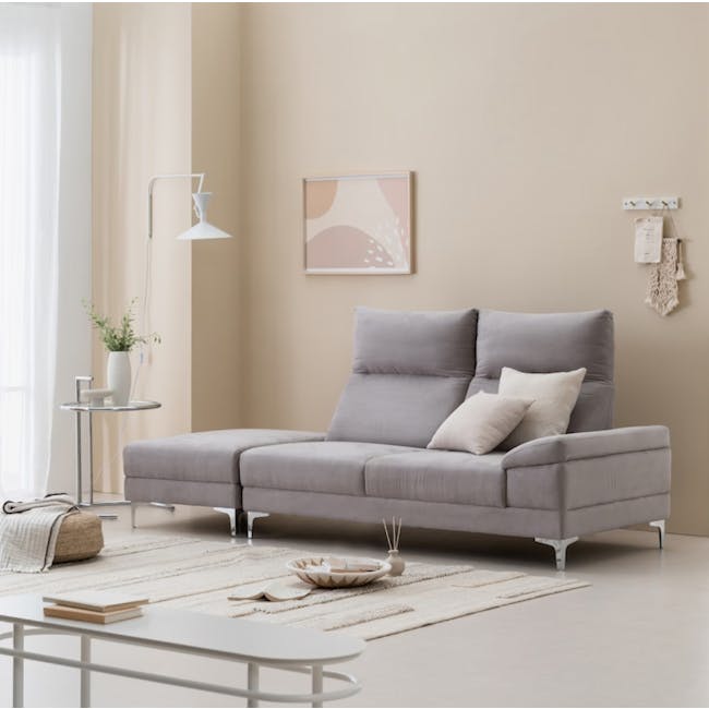Layla 3 Seater Extended Sofa - Light Grey - 4