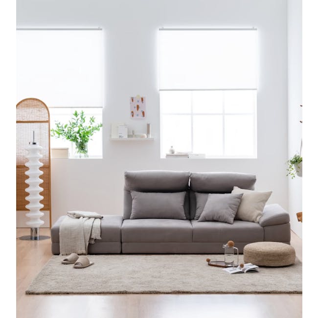 Layla 3 Seater Extended Sofa - Light Grey - 6