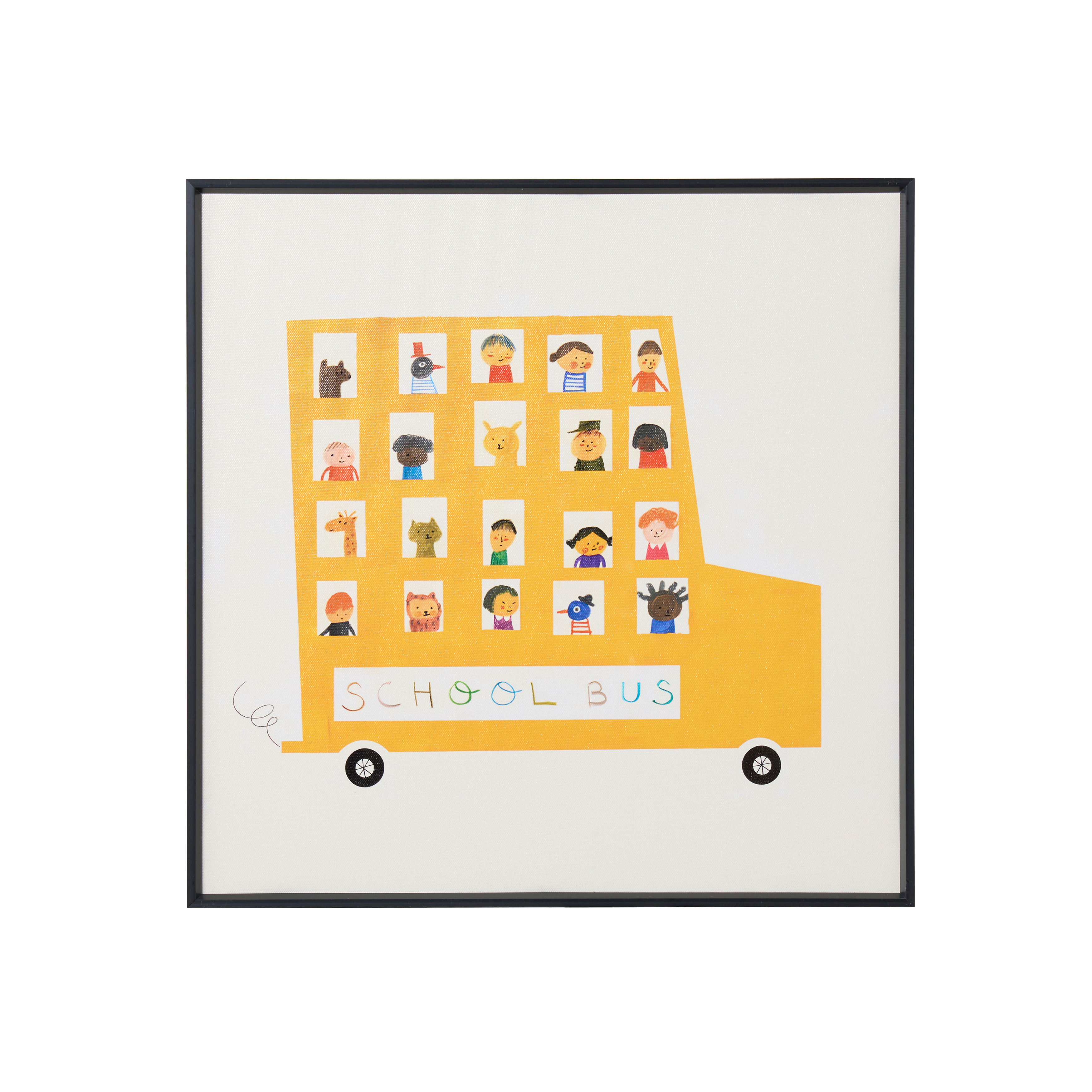 School Bus Adventure Framed Canvas 40 x 40 cm
