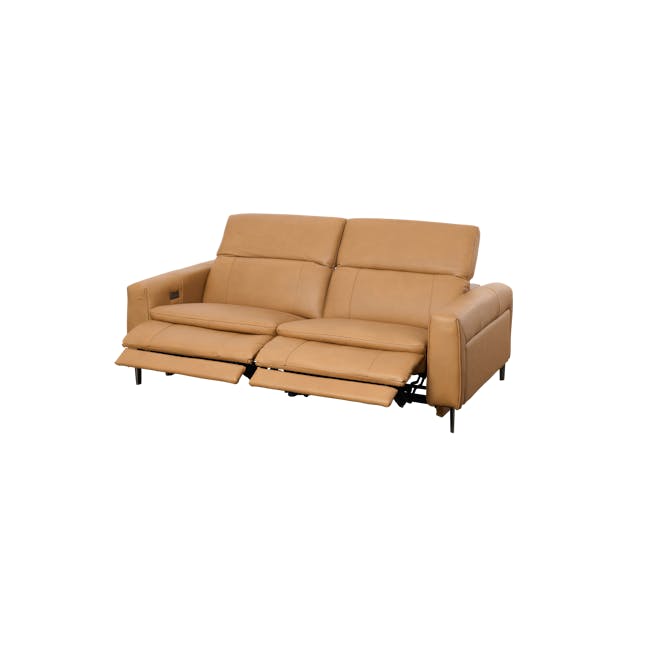 Clyde 3 Seater Power Recliner Sofa - Oslo Tan (Top Grain Leather) - Zero Wall - 12 - Lime green leather sofa, modern design