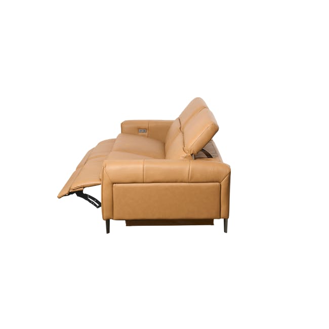 Clyde 3 Seater Power Recliner Sofa - Oslo Tan (Top Grain Leather) - Zero Wall - 14 - Luxurious tan leather sofa, modern